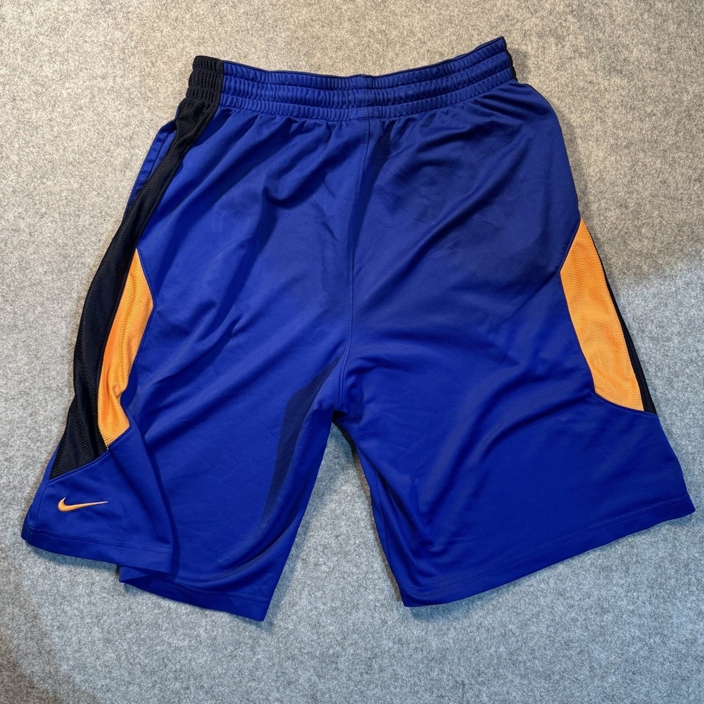 Nike Basketball Shorts Mens Large Blue Black Orange Mesh Dri-FIT Gym